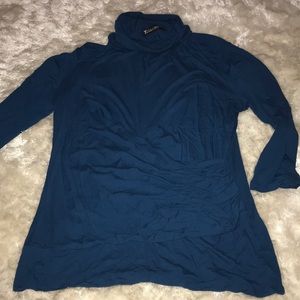 Blue Stretch Turtle Neck